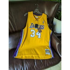 Men's Los Angeles Lakers Shaquille O'Neal Mitchell & Ness #34 Swingman Jersey